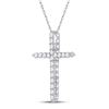 Image 2 : Diamond Cross Pendant 3/4 Cttw 14kt White Gold
