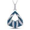 Image 1 : Blue Color Enhanced Diamond Fashion Pendant 1/3 Cttw 10kt White Gold