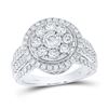 Image 1 : Diamond Right Hand Halo Cluster Ring 1-1/2 Cttw 14kt White Gold