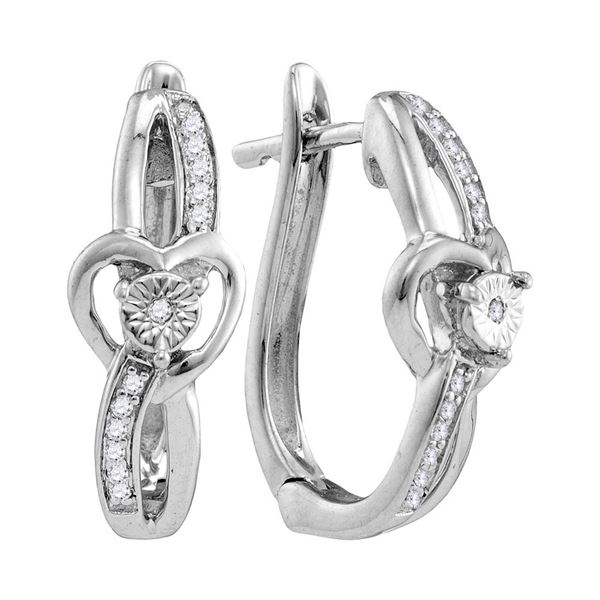 Diamond Heart Hoop Earrings 1/20 Cttw Sterling Silver