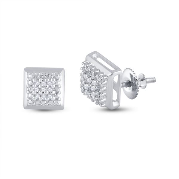 Diamond Square Earrings 1/10 Cttw Sterling Silver