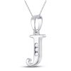Image 2 : Diamond J Initial Letter Pendant 1/20 Cttw 10kt White Gold