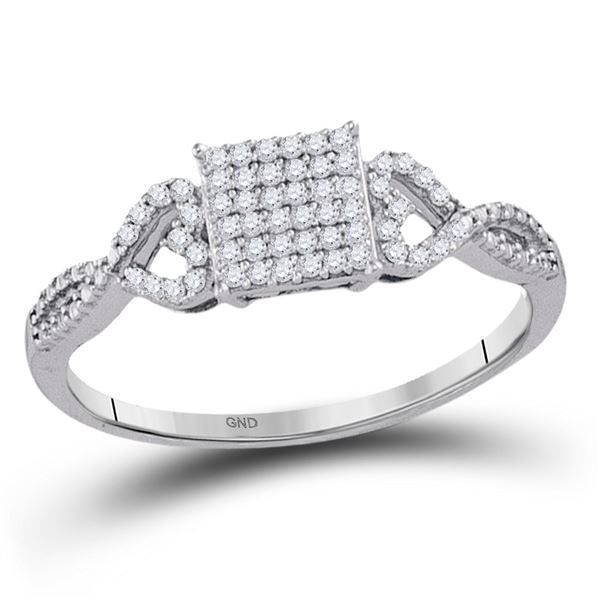 Diamond Square Cluster Ring 1/5 Cttw 10kt White Gold