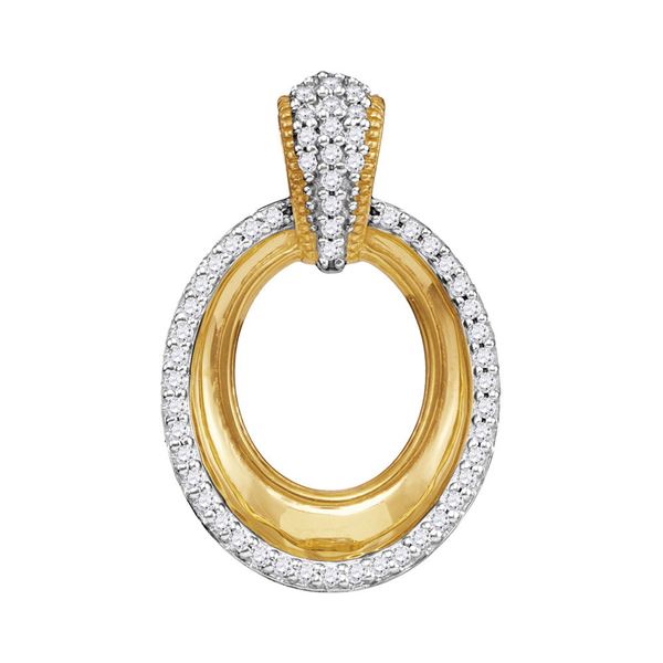 Diamond Framed Outline Oval Pendant 1/6 Cttw 10kt Yellow Gold