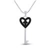 Image 1 : Black Color Enhanced Diamond Key Heart Pendant 1/10 Cttw Sterling Silver
