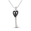 Image 2 : Black Color Enhanced Diamond Key Heart Pendant 1/10 Cttw Sterling Silver
