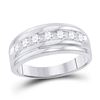 Image 1 : Mens Diamond Wedding Channel-Set Band Ring 7/8 Cttw 10kt White Gold