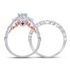 Image 3 : Diamond Bridal Wedding Ring Band Set 3/4 Cttw 14kt Two-tone Gold