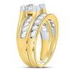 Image 3 : Princess Diamond Bridal Wedding Ring Band Set 1-1/2 Cttw 14kt Yellow Gold