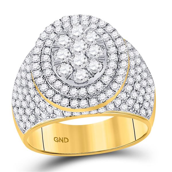 Mens Diamond Statement Cluster Ring 2-1/2 Cttw 10kt Yellow Gold