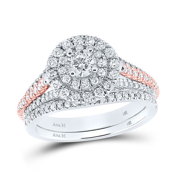 Diamond Bridal Wedding Ring Band Set 1 Cttw 14kt Two-tone Gold