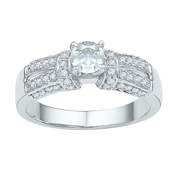 Lab-Created Sapphire Solitaire Ring 3/4 Cttw 10kt White Gold