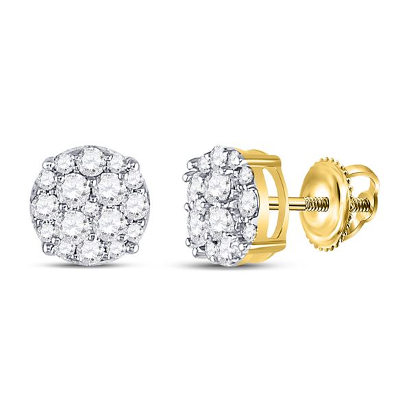 Diamond Cluster Earrings 1/3 Cttw 10kt Yellow Gold