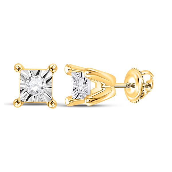 Diamond Solitaire Stud Earrings 1/20 Cttw 10kt Yellow Gold