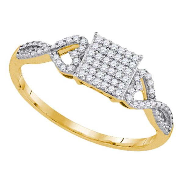 Diamond Square Cluster Ring 1/5 Cttw 10kt Yellow Gold