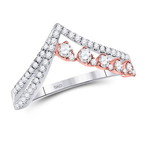 Diamond Chevron Modern Band Ring 1/2 Cttw 14kt Two-tone Gold