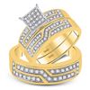 Image 1 : His Hers Diamond Square Matching Wedding Set 1/2 Cttw 10kt Yellow Gold
