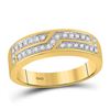 Image 3 : His Hers Diamond Square Matching Wedding Set 1/2 Cttw 10kt Yellow Gold
