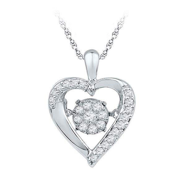 Moving Twinkle Diamond Heart Pendant 1/6 Cttw 10kt White Gold