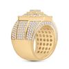 Image 3 : Mens Diamond Octagon Statement Cluster Ring 3-1/2 Cttw 14kt Yellow Gold