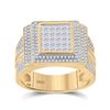 Image 1 : Mens Princess Diamond Square Cluster Ring 1-5/8 Cttw 10kt Yellow Gold