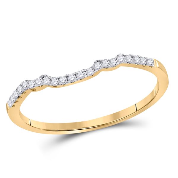 Diamond Contoured Slender Wedding Band 1/10 Cttw 14kt Yellow Gold