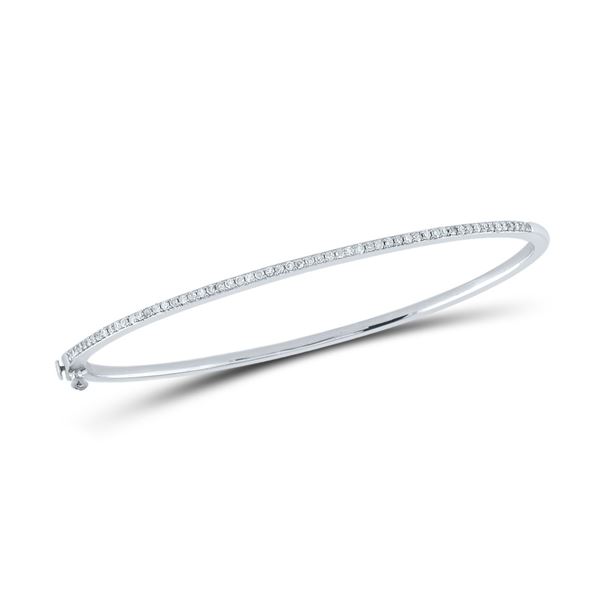 Diamond Single Row Bangle Bracelet 1/3 Cttw Sterling Silver