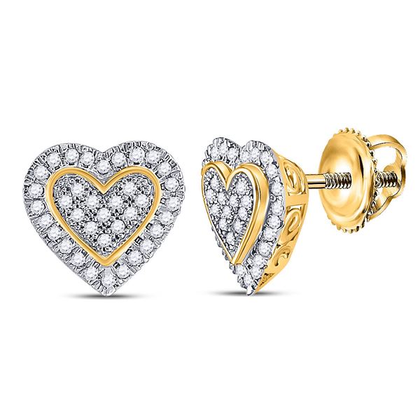 Diamond Heart Earrings 1/4 Cttw 10kt Yellow Gold