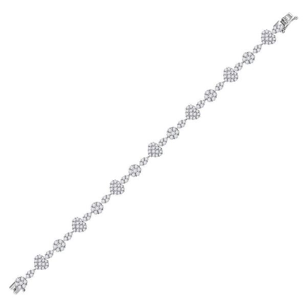 Princess Diamond Heart Bracelet 4-1/2 Cttw 14kt White Gold