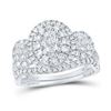 Image 1 : Oval Diamond Bridal Wedding Ring Band Set 1-1/2 Cttw 14kt White Gold