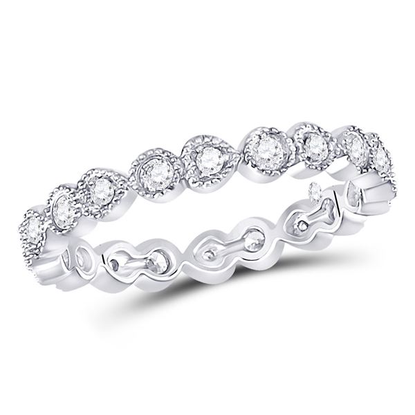Diamond Heart Eternity Band Ring 3/8 Cttw 10kt White Gold