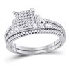 Image 1 : Sterling Silver Diamond Bridal Wedding Ring Band Set 1/3 Cttw Sterling Silver