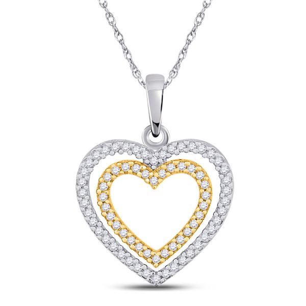 Diamond Double Heart Pendant 1/4 Cttw 10kt Two-tone Gold
