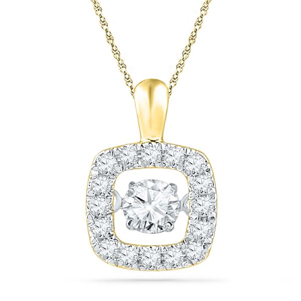 Diamond Square Moving Twinkle Pendant 1/4 Cttw 10kt Yellow Gold