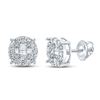 Image 1 : Mens Baguette Diamond Cluster Earrings 5/8 Cttw 10kt White Gold