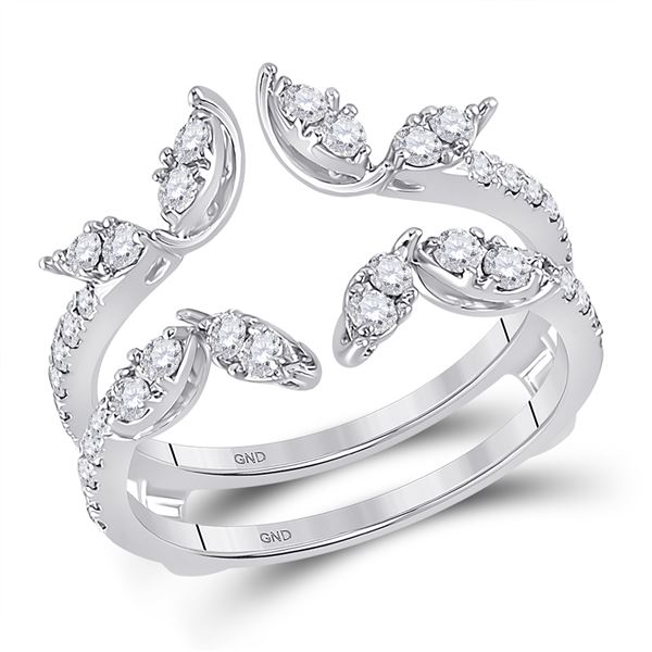 Diamond Wedding Wrap Ring Guard Enhancer 3/4 Cttw 14kt White Gold