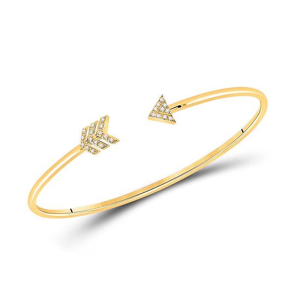 Diamond Arrow Bangle Bracelet 1/10 Cttw 10kt Yellow Gold