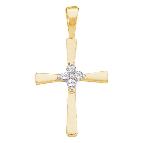 Diamond Cross Pendant 1/20 Cttw 14kt Yellow Gold