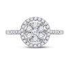 Image 4 : Diamond Halo Flower Cluster Ring 1/2 Cttw 14kt White Gold