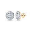 Image 1 : Princess Diamond Cluster Earrings 1/2 Cttw 14kt Yellow Gold