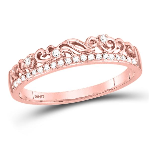 Diamond Stackable Band Ring 1/12 Cttw 10kt Rose Gold