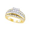 Image 1 : Princess Diamond Square Solitaire Ring 1-1/2 Cttw 14kt Yellow Gold