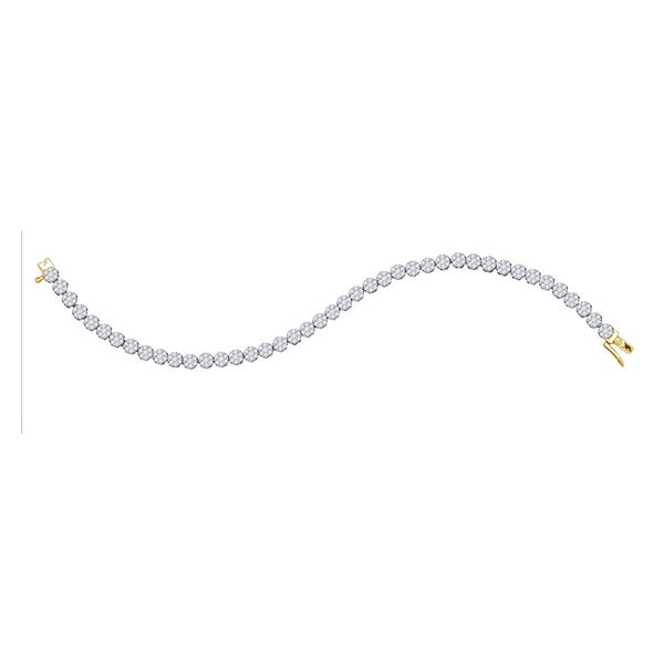Diamond Flower Cluster Tennis Bracelet 4 Cttw 14kt Yellow Gold