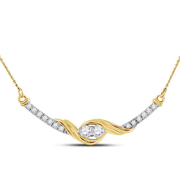 Diamond Bar 2-stone Necklace 1/3 Cttw 14kt Yellow Gold