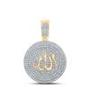 Image 1 : Mens Diamond Allah Islam Circle Charm Pendant 2-3/4 Cttw 14kt Yellow Gold