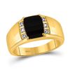 Image 1 : Mens Diamond Black Onyx Solitaire Ring .02 Cttw 10kt Yellow Gold