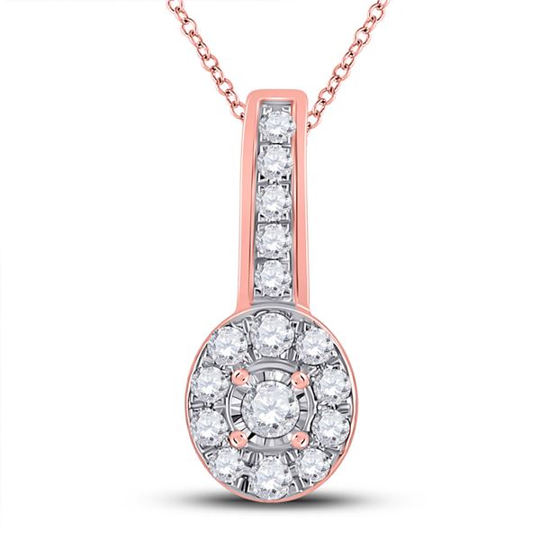 Diamond Oval Pendant 1/4 Cttw 10kt Rose Gold