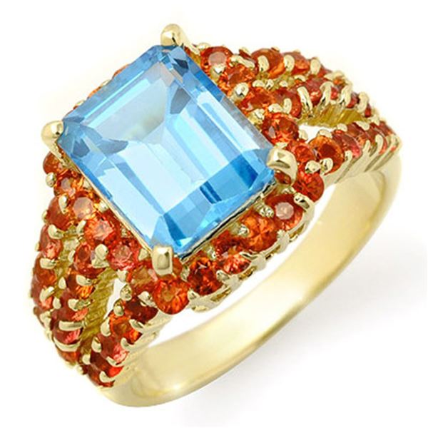 5.0 ctw Red Sapphire & Blue Topaz Ring 10k Yellow Gold - REF-46A2N
