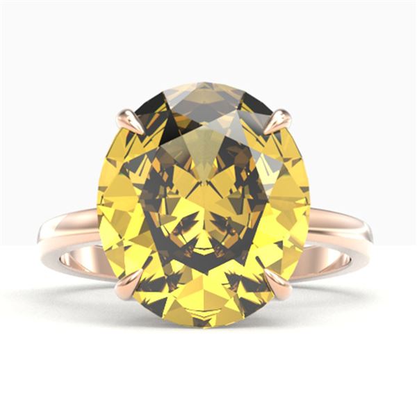 9 ctw Citrine Designer Solitaire Engagment Ring 14k Rose Gold - REF-39F6M