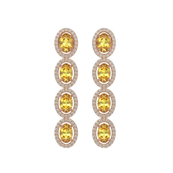5.4 ctw Fancy Citrine & Diamond Micro Pave Halo Earrings 10k Rose Gold - REF-143H6R